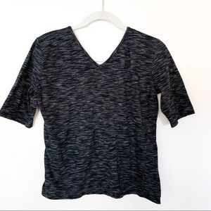 Ann Taylor Heather Black 3/4 Sleeve V-neck